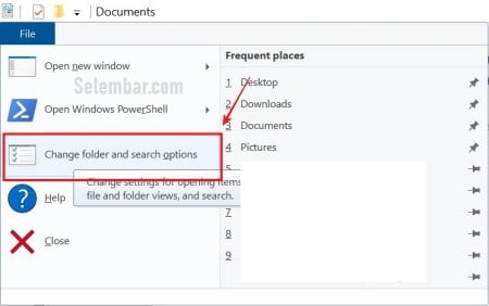 Pilih menu change and search options