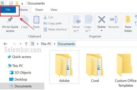 Buka menu file di file explorer