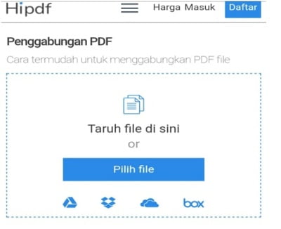 menyatukan file pdf secara online dengan hipdf