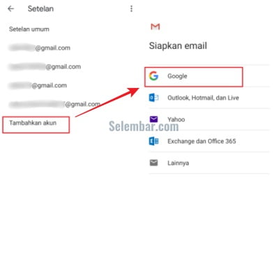 Klik tambahkan dan kemudian pilih google