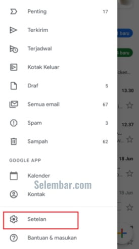 Buka menu setting di aplikasi gmail