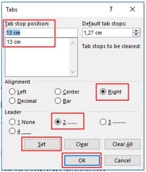 Mengatur panjang titik-titik daftar isi