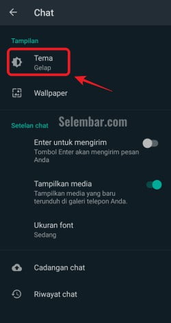 Klik tema pada menu chat