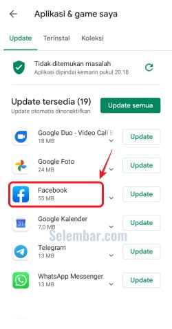 Cari Aplikasi apa yang ingin penundaan pembaruannya