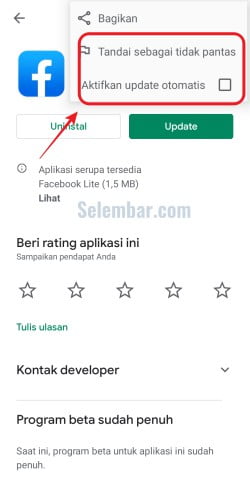 Cara Mematikan Auto Update Aplikasi di Play Store Satu Aplikasi