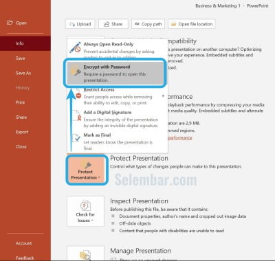 Lalu kamu pilih "Encrypt With Password"
