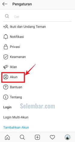 Pilih menu akun Pilih menu akun