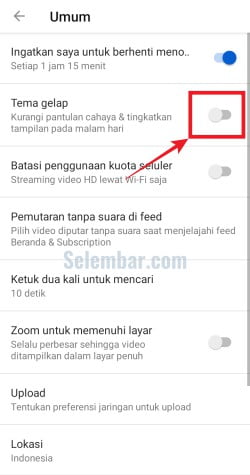 Geser toggle ke kanan untuk mengaktifkannya