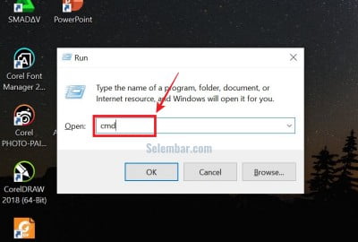 Ketik CMD di rearch box run Ketik CMD di rearch box run