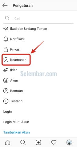 Pilih menu keamanan