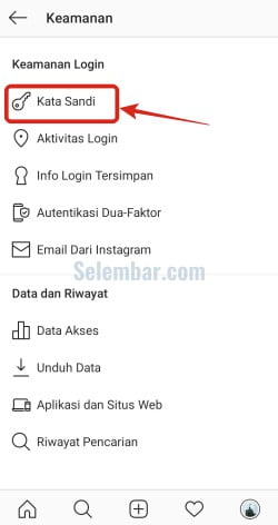 Buka menu Password atau Kata Sandi