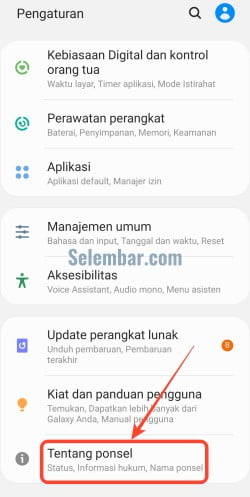 Melihat spesifikasi hp lewat pengaturan