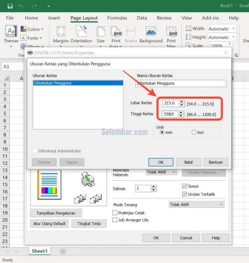 Cara Mengatur Ukuran Kertas di Excel