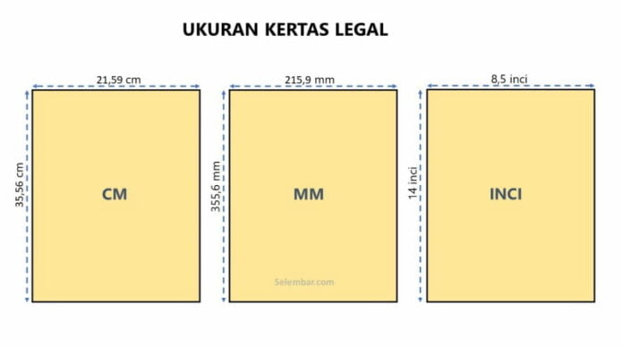 Ukuran Kertas Legal dalam Cm, Mm, Inci dan Pixel (Lengkap)