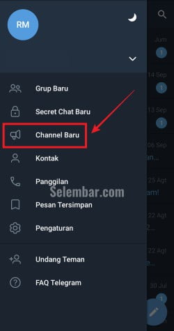 Pilih menu channel baru