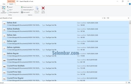 Blok semua font yang akan di install