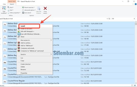 klik kanan, lalu pilih Install