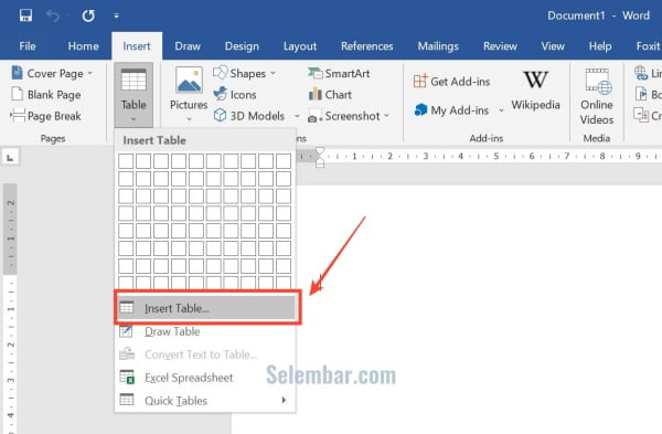Cara membuat tabel di word dengan Insert Table Cara membuat tabel di word dengan Insert Table
