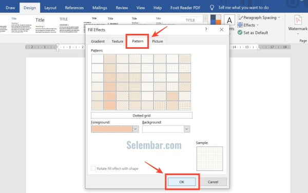 Pilih pattern dan klik oke