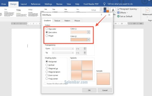 Di menu page color pilih fill effect