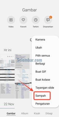 Pilih menu sampah Pilih menu sampah