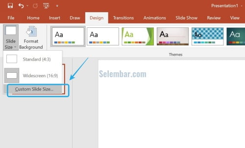 Pilih Custom Slide Size